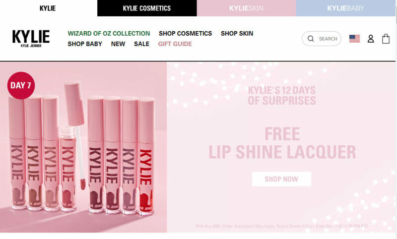 Kylie Cosmetics online shopping site