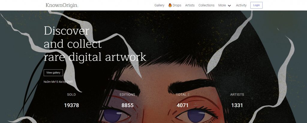 KnownOrigin is a market where you can discover and collect rare digital artwork