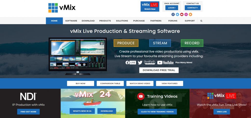 vMix is high-end live production software