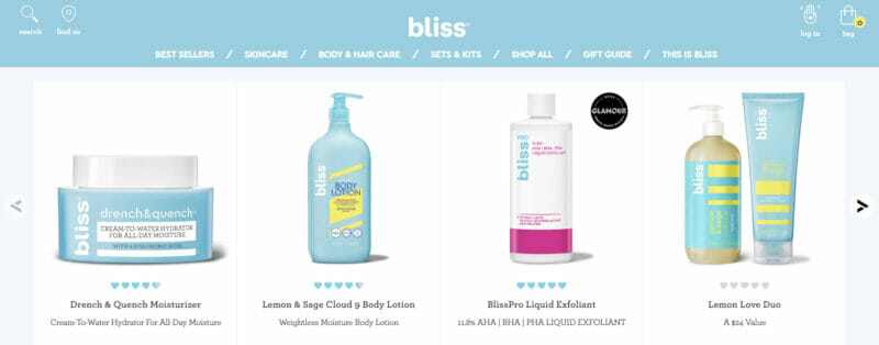 best ecom website - bliss- eCommerce Websites