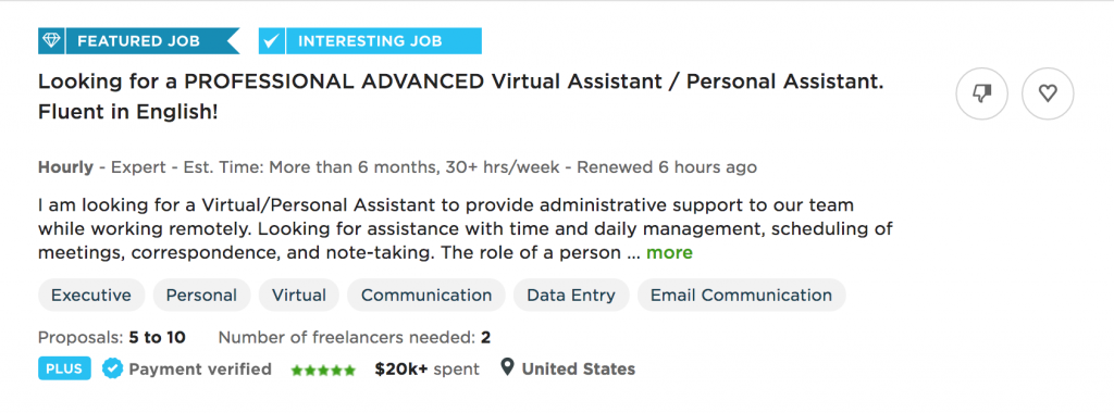 Virtual Assistant job