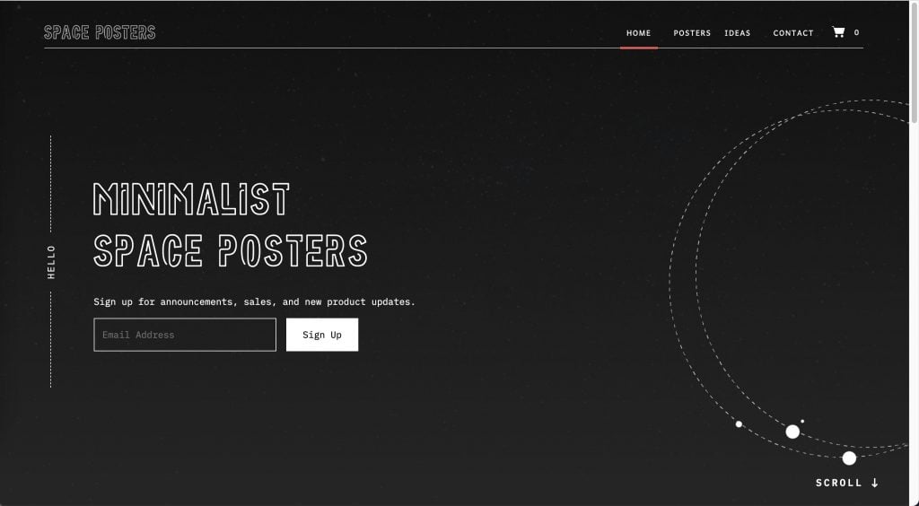 Space Posters sells minimalist posters featuring- eCommerce Websites