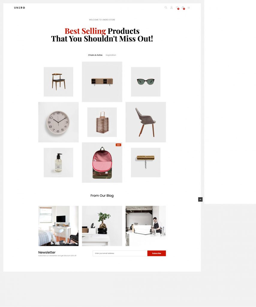 Unero is one of the best eCommerce website templates for Shopify