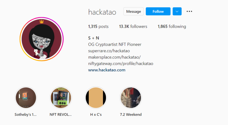 S + N (@hackatao) • Instagram NFT creator