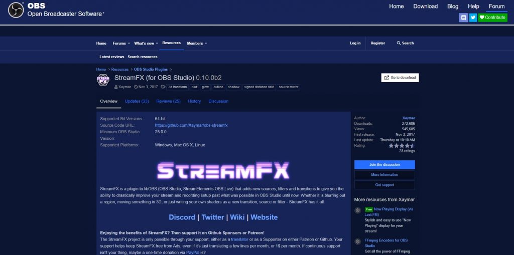 StreamFX OBS software