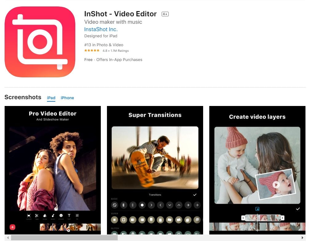InShot is an Android and iOS video editing app