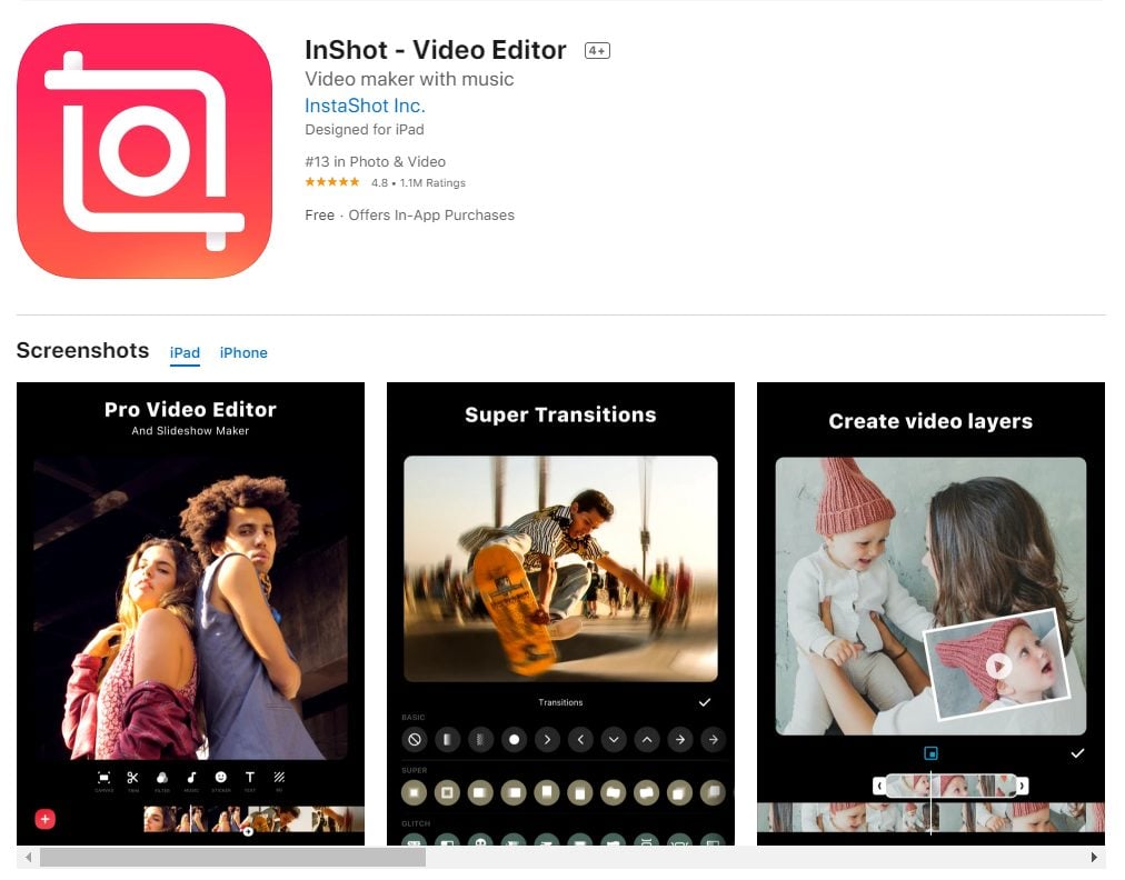 InShot — приложение для редактирования видео на Android и iOS.