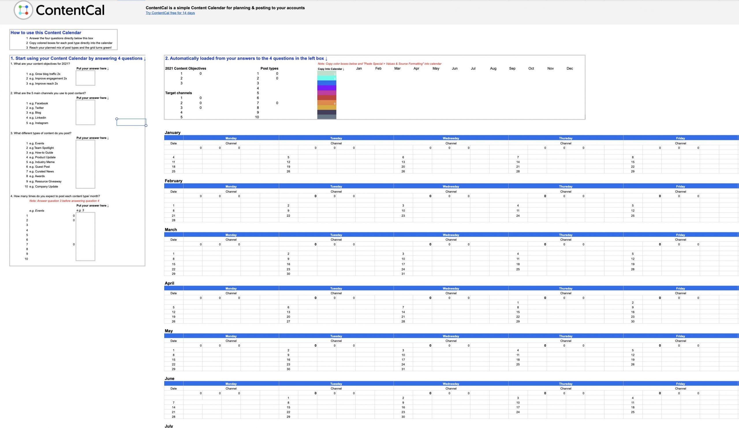 top free content calendar templates to use in 2022 and beyond