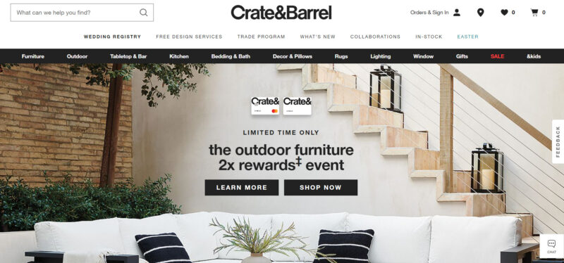 Crate & Barrel furniture website