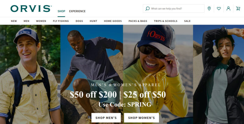 Orvis clothing website