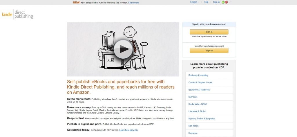Amazon's Kindle Direct Publishing (KDP) print-on-demand book service