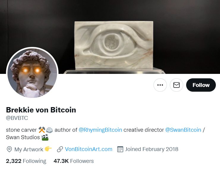 Brekkie von Bitcoin, CryptoBrekkie is a Bitcoin artist
