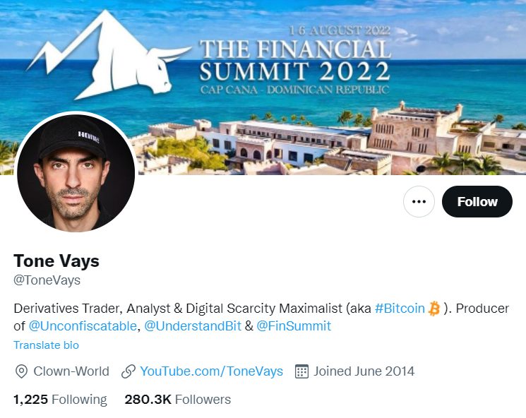 Tone Vays is a blockchain and financial advisor