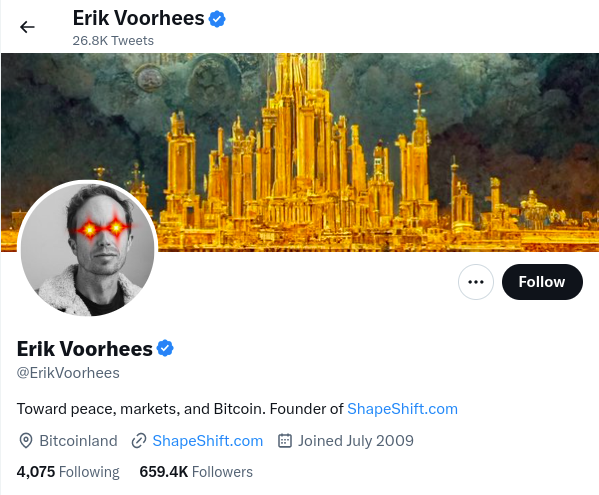 Erik Voorhees crypto influencer