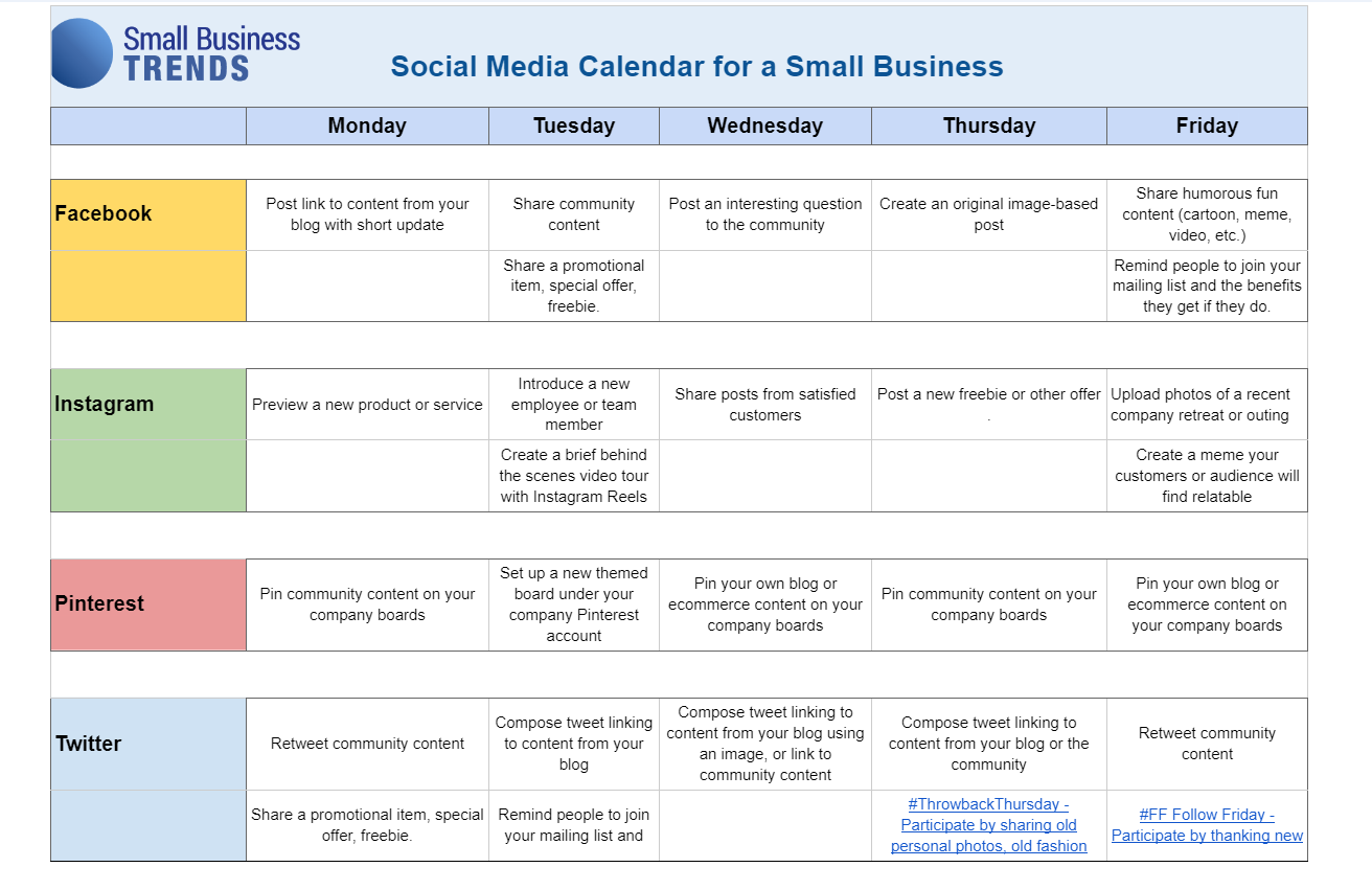 2024 Social Media Content Calendar Template