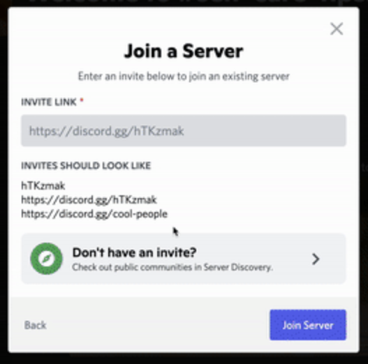 Joining Discord via an invite link