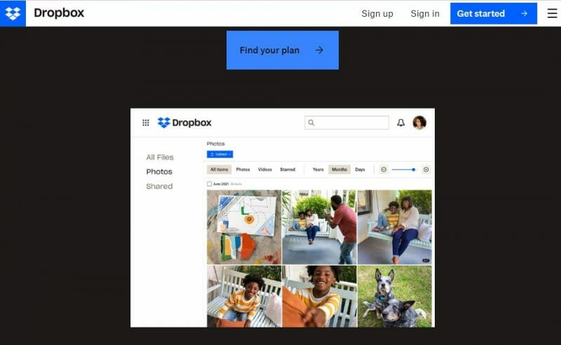 Dropbox file sharing