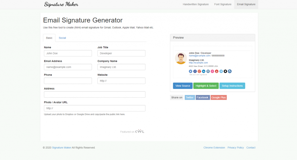 Signature Creator email signature generator