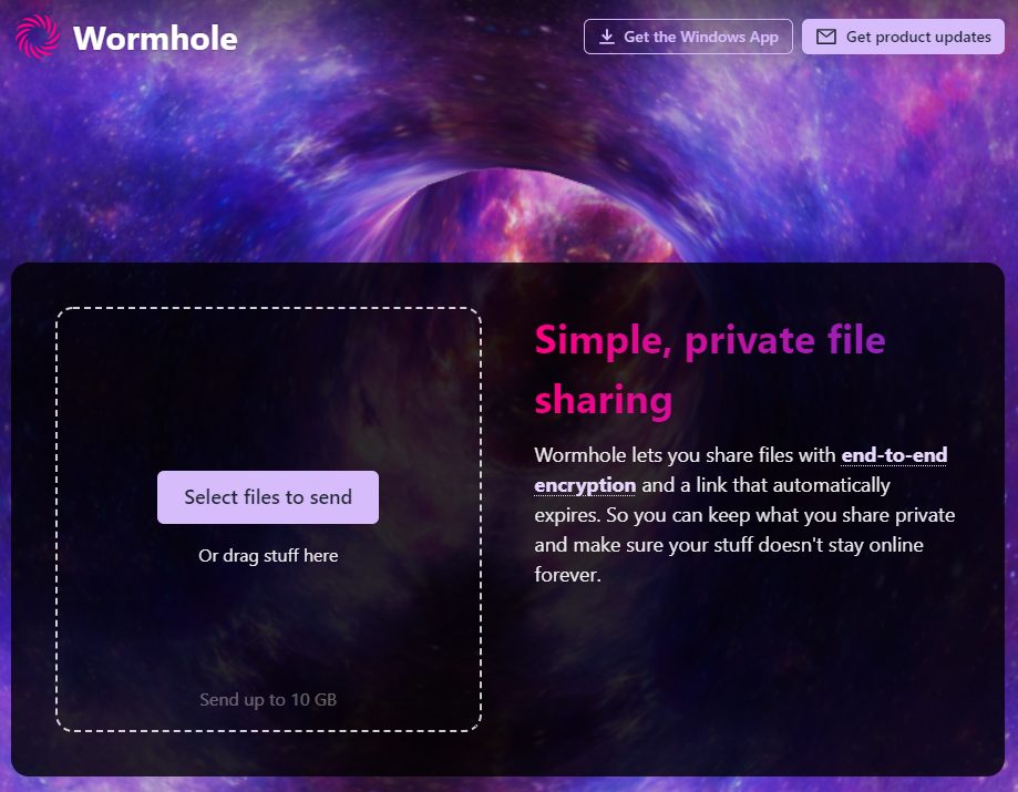 Wormhole file storage and transfer tools