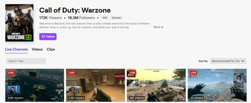 Call of Duty: Warzone twitch game