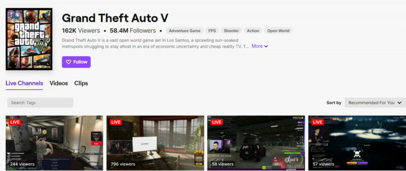 Grand Theft Auto V twitch game