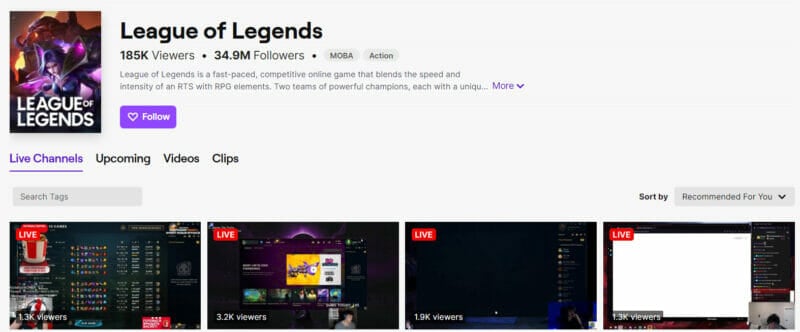 League of Legends twitch game