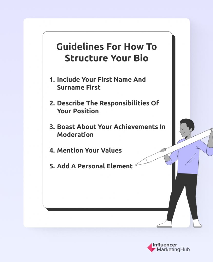 guidelines for how to structure your bio