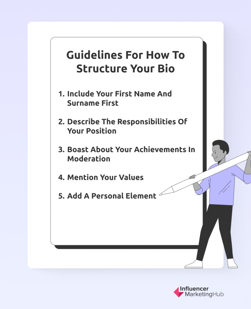 guidelines for how to structure your bio - 5-step Guide to Writing a Professional Bio