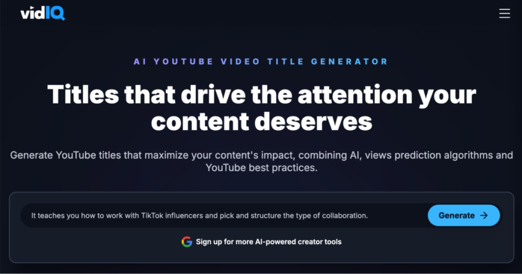 vidIQ YouTube Title Generator