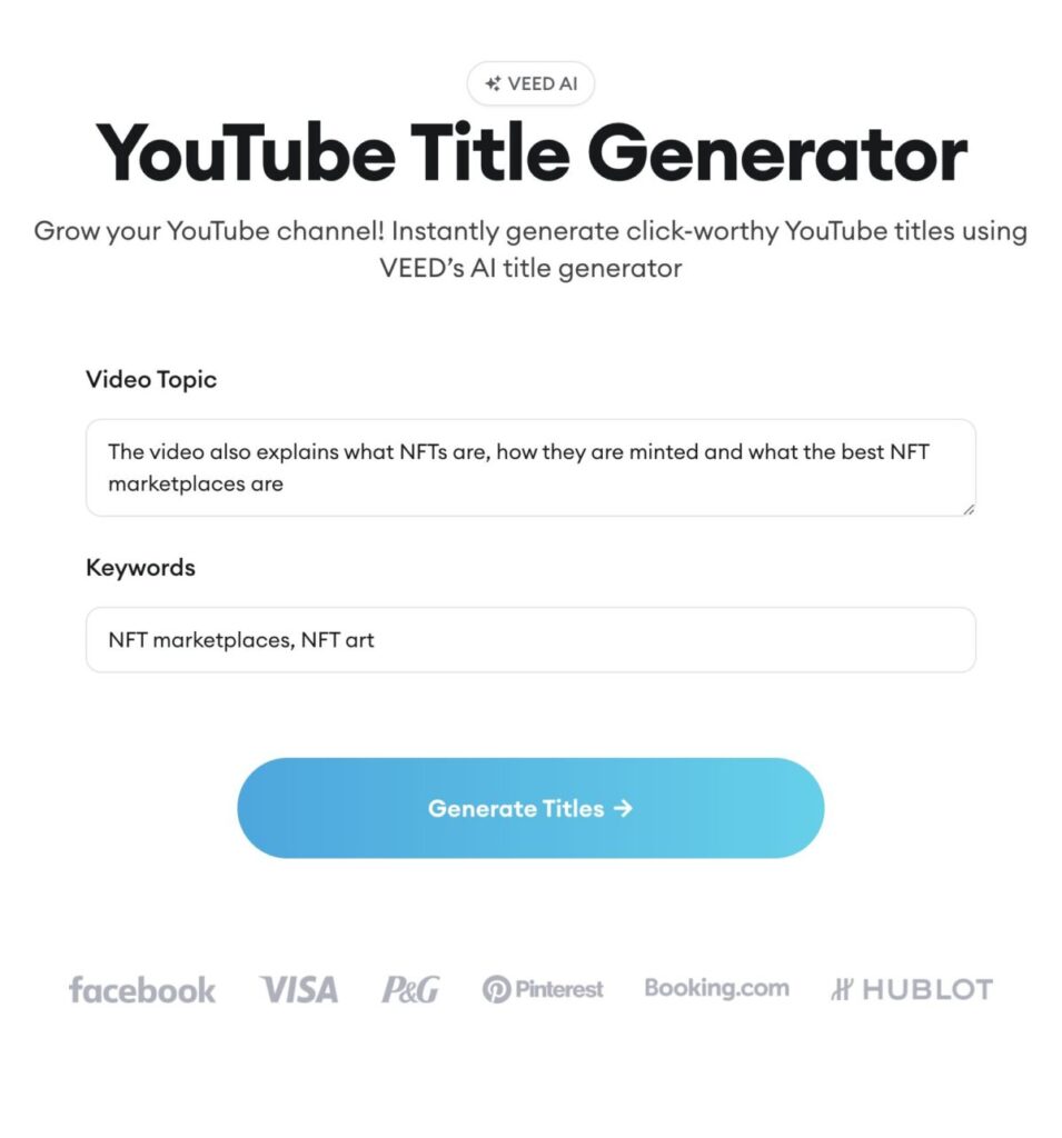 VEED.io YouTube title generator