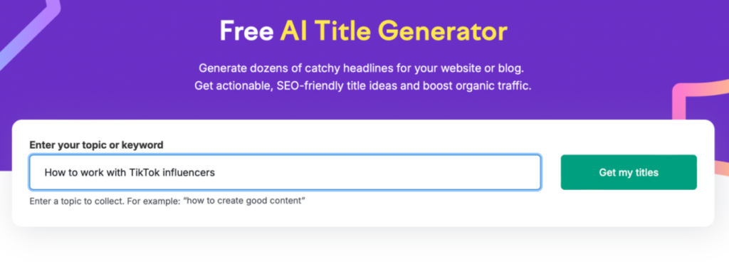 Semrush’s Free AI Title Generator