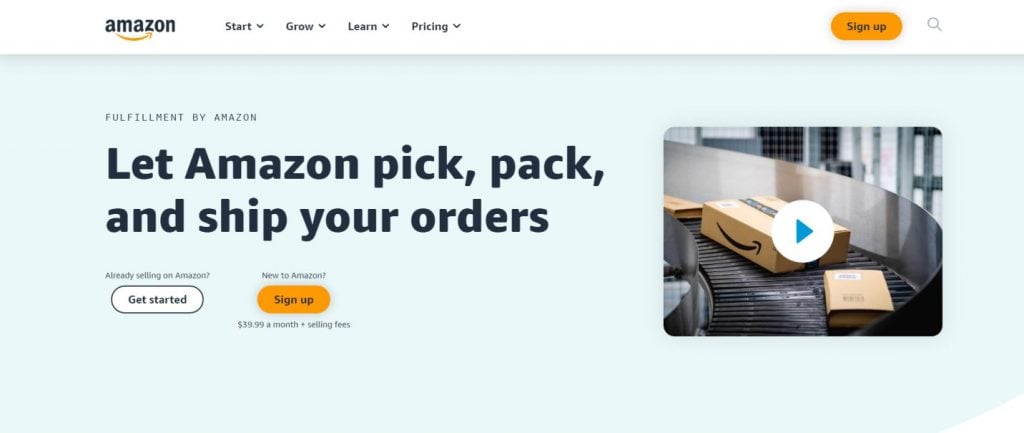 Amazon FBA website page