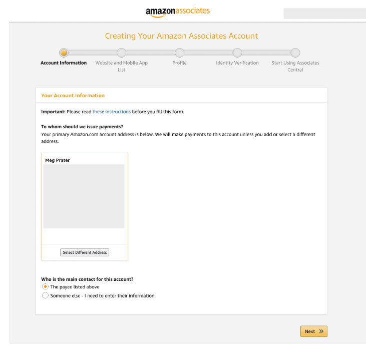 create Amazon Associates account