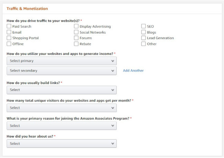 Amazon Affiliate Program traffic and monetization 