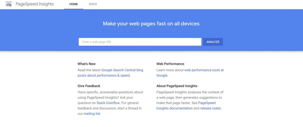Google’s PageSpeed tool