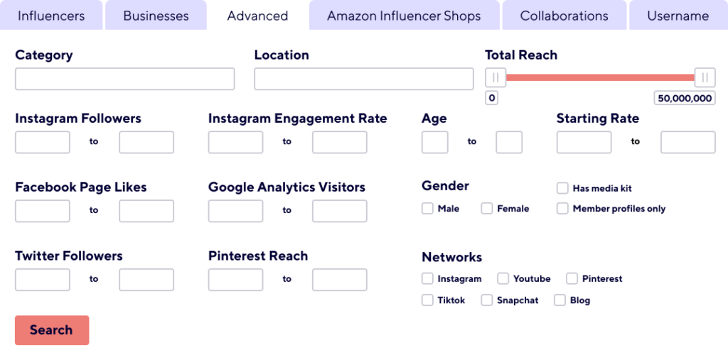 influence.co influencer discovery tool