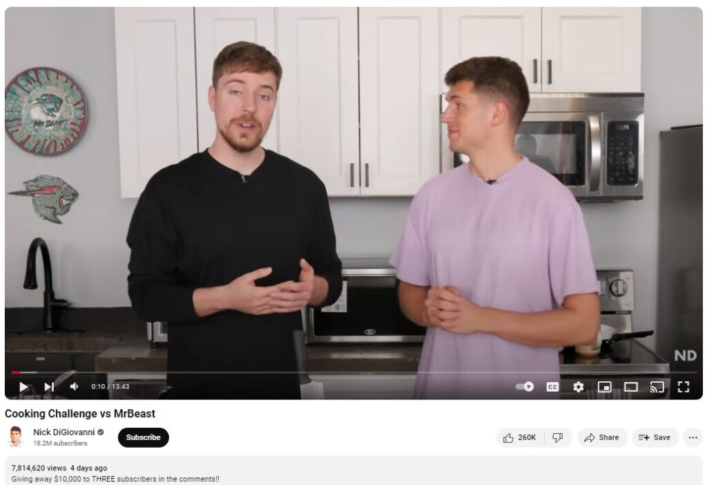 YouTube Video Collaboration Nick DiGiovanni and MrBeast