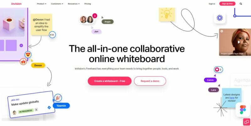 InVision Freehand centralized online whiteboard