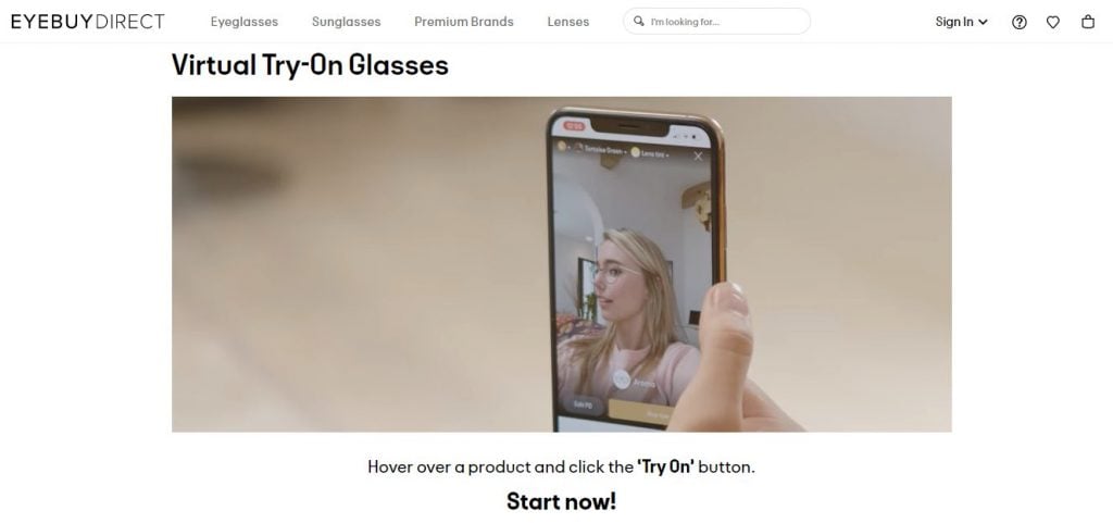 EyeBuyDirect virtual glasses
