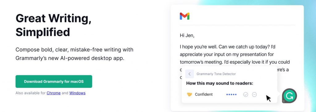 Grammarly content writing tool
