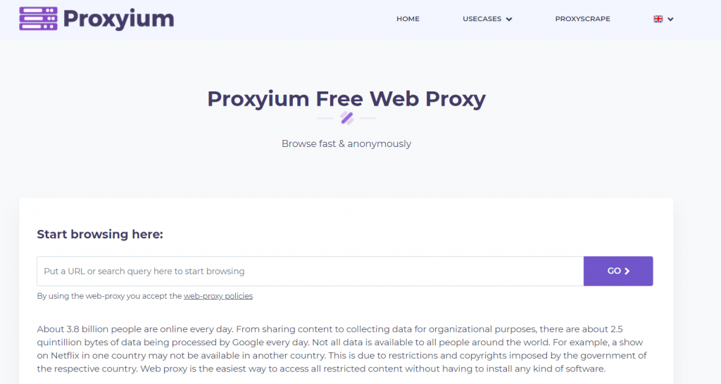 ProxyScrape - Proxyim free web proxy