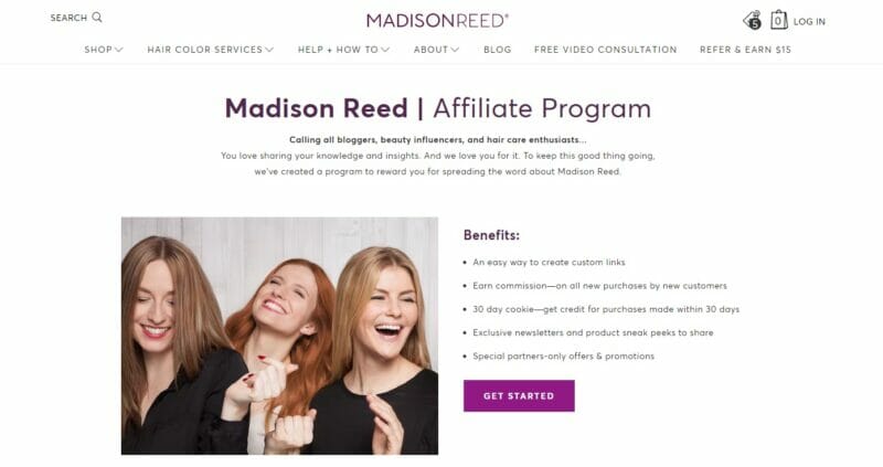 Madison Reed hair products affiliate program