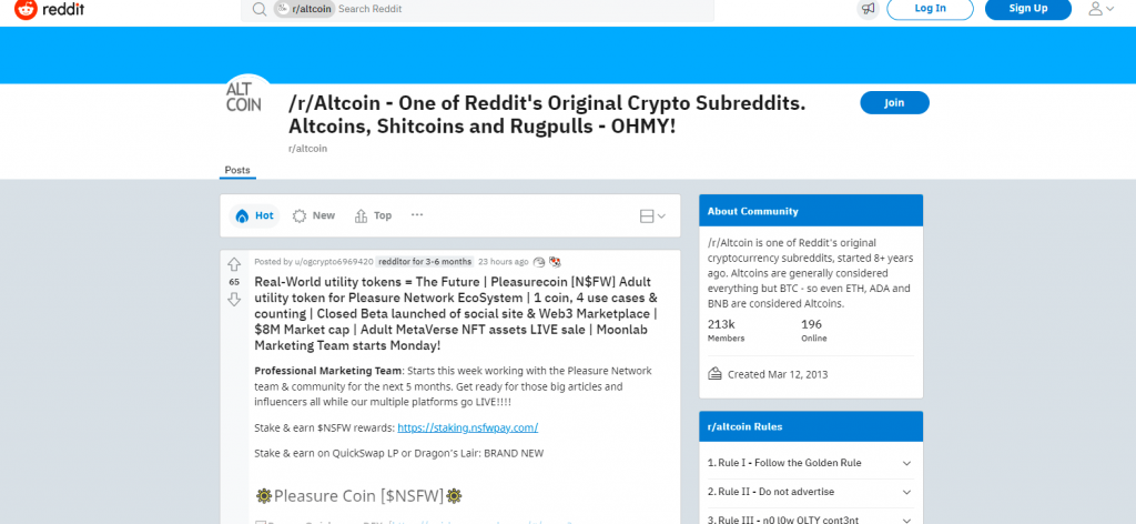 R/Altcoin is a community about Altcoin