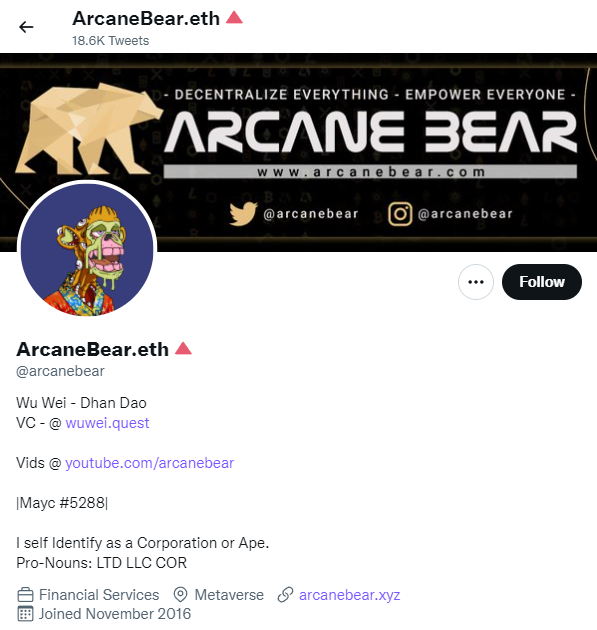 Arcane Bear Blockchain Influencer