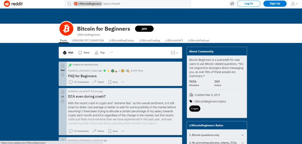 R/BitcoinBeginners about Bitcoin