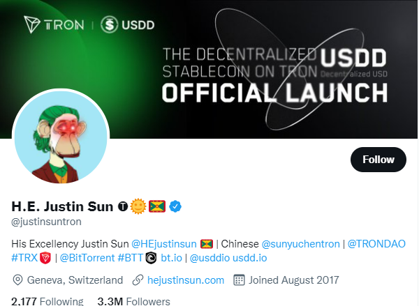 Justin Sun on Twitter