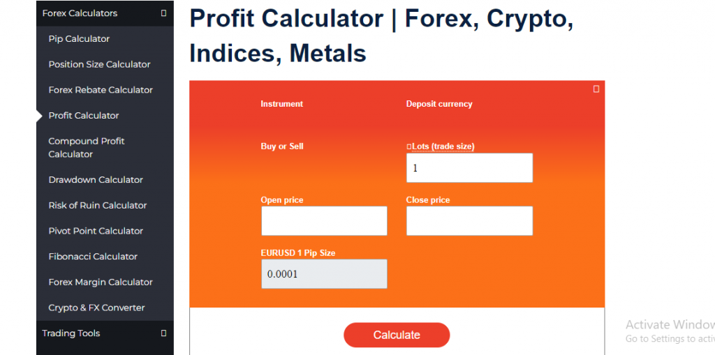 RebateKingFX is forex and cryptocurrency profit calculator
