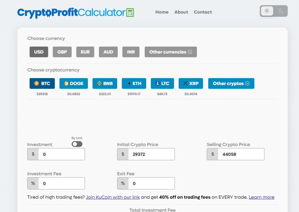 CryptoProfitCalculator for coins and tokens 
