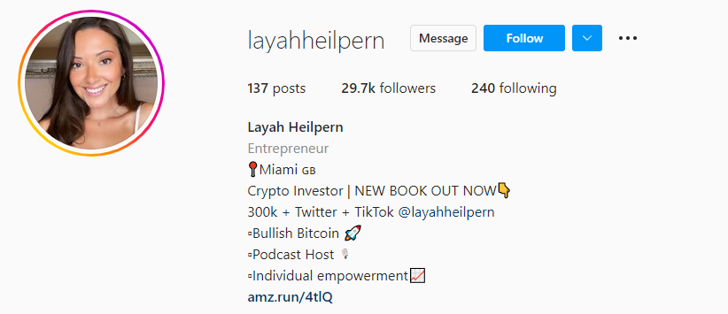 Layah Heilpern Instagram Crypto Influencer