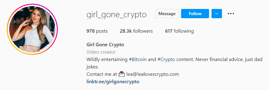 Girl Gone Crypto Instagram Influencer